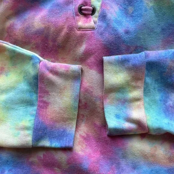 Hot Topic Womens Tie-Dye Pullover Hoodie With Lace-Up Front 2X Multicolor - Picture 3 of 5